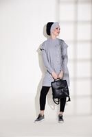 Tesettür giyim GRİ T 6118 Bwest- Yıldız İşlemeli Spor Tunik