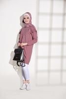 Tesettür giyim PEMBE T 6118 Bwest- Yıldız İşlemeli Spor Tunik