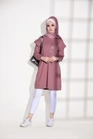 Tesettür giyim PEMBE T 6118 Bwest- Yıldız İşlemeli Spor Tunik