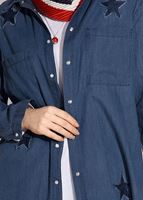 Tesettür giyim LACİVERT T 6126 Magazin-Arma Detaylı Denim Tunik