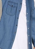 Tesettür giyim LACİVERT T 6326 Magazin-Salaş Kesim Denim Tunik