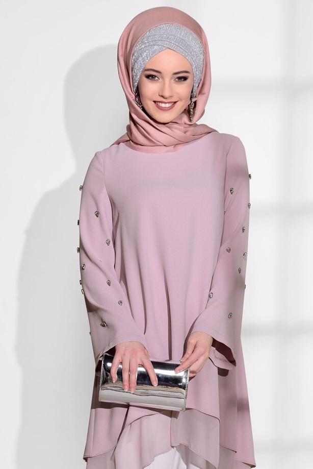 Hijab clothing  CHIFFON DETAIL TUNIC 6372 - TRENDTESETTÜR