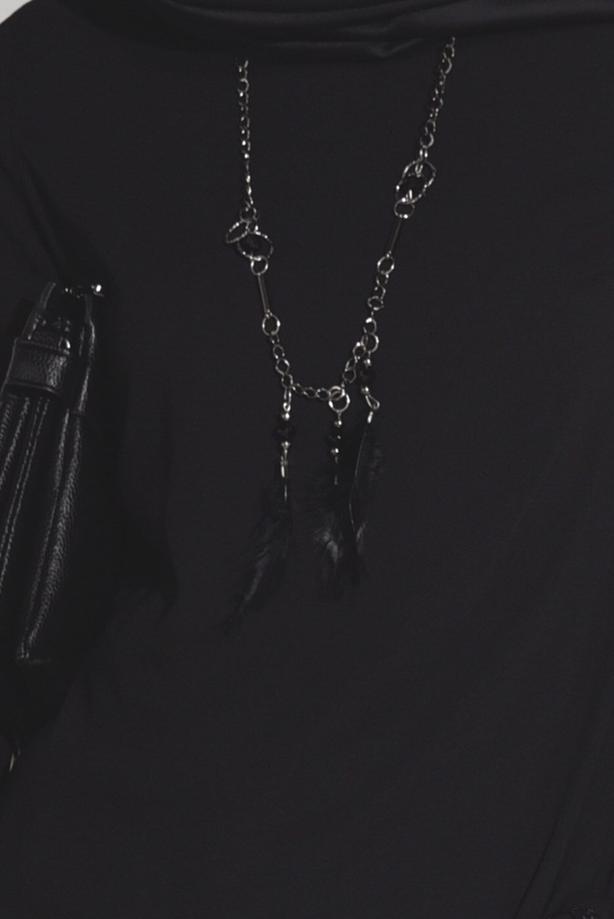 Tesettür giyim  T 6407 Armalin- Güpür Detaylı Tunik - TRENDTESETTÜR