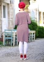 Tesettür giyim BORDO ÇİZGİLİ PENYE TUNİK 6418