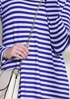 Tesettür giyim LACİVERT ÇİZGİLİ PENYE TUNİK 6418