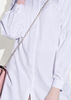 Tesettür giyim BEYAZ T 6607 Ksd- Boncuk İşlemeli Tunik