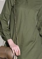 Tesettür giyim HAKİ T 6607 Ksd- Boncuk İşlemeli Tunik