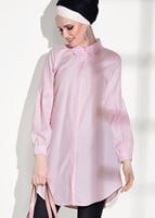 Tesettür giyim PEMBE T 6607 Ksd- Boncuk İşlemeli Tunik