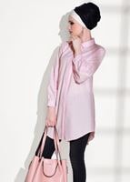 Tesettür giyim PEMBE T 6607 Ksd- Boncuk İşlemeli Tunik