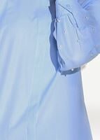 Tesettür giyim MAVİ T 6607 Ksd- Boncuk İşlemeli Tunik