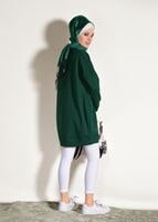 Tesettür giyim YEŞİL NAKIŞ DETAYLI SPOR TUNİK 7018
