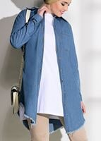 Vêtements hijab BLEU TUNIQUE EN DENIM DÉTAILLÉE À FRANGES 7213