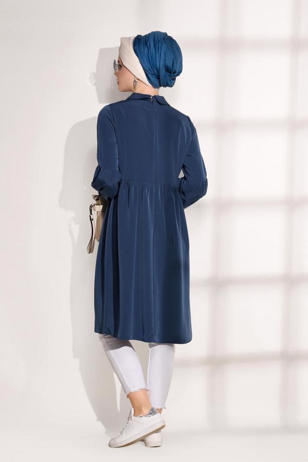 Hijab-Kleidung  T 7335 Pr Collection- İnci Detaylı Tunik - TRENDTESETTÜR