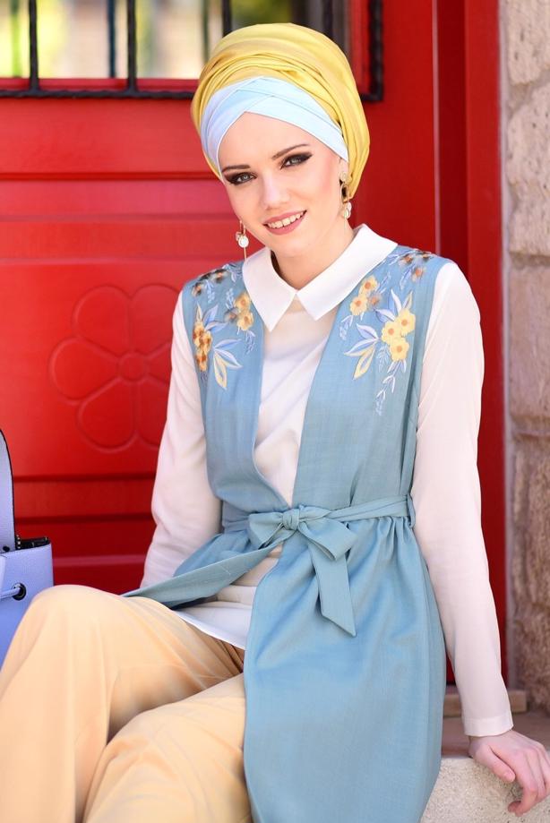 Vêtements hijab  EMBROIDERY DETAIL 2-PIECE TUNIC 7713  - TRENDTESETTÜR