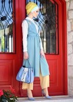 Vêtements hijab BLEU TUNIQUE 2 PIÈCES DÉTAIL BRODERIE 7713