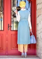 Vêtements hijab BLEU TUNIQUE 2 PIÈCES DÉTAIL BRODERIE 7713