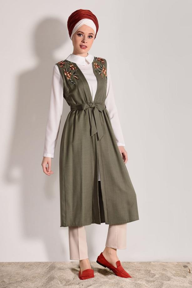 Vêtements hijab  EMBROIDERY DETAIL 2-PIECE TUNIC 7713  - TRENDTESETTÜR