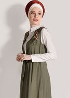 Vêtements hijab KAKI TUNIQUE 2 PIÈCES DÉTAIL BRODERIE 7713