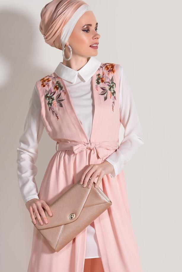 Vêtements hijab  EMBROIDERY DETAIL 2-PIECE TUNIC 7713  - TRENDTESETTÜR