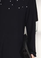 Tesettür giyim SİYAH T 7851 ModaBu-Lazer Kesim Tunik