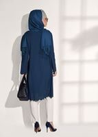 Tesettür giyim LACİVERT T 7851 ModaBu-Lazer Kesim Tunik