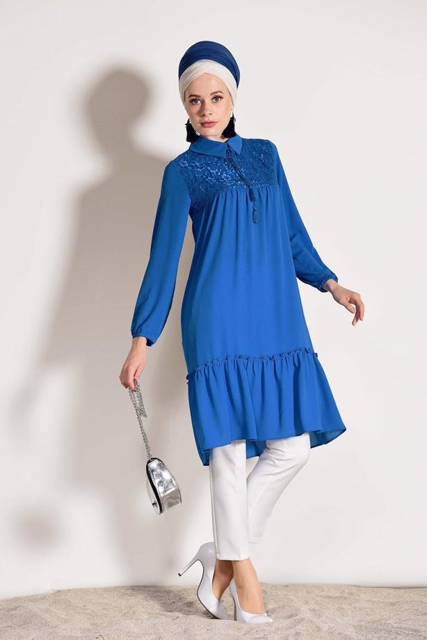 Vêtements hijab  GUIPURE DETAIL TUNIC 8278  - TRENDTESETTÜR