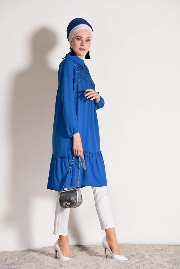 Vêtements hijab  GUIPURE DETAIL TUNIC 8278  - TRENDTESETTÜR