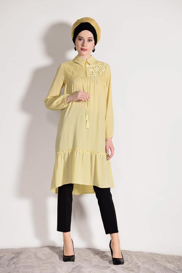 Vêtements hijab  GUIPURE DETAIL TUNIC 8278  - TRENDTESETTÜR