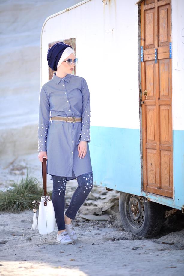 Hijab clothing  STRIPED TUNIC 8675  - TRENDTESETTÜR