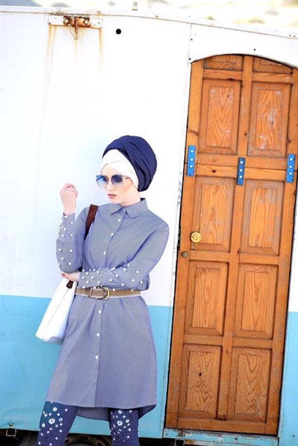 Hijab clothing  STRIPED TUNIC 8675  - TRENDTESETTÜR