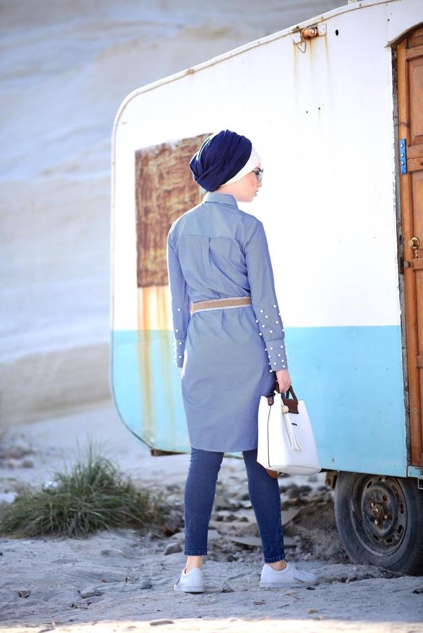 Hijab clothing  STRIPED TUNIC 8675  - TRENDTESETTÜR