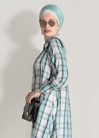 Tesettür giyim YEŞİL EKOSE DESENLİ TUNİK 8685