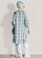 Tesettür giyim YEŞİL EKOSE DESENLİ TUNİK 8685