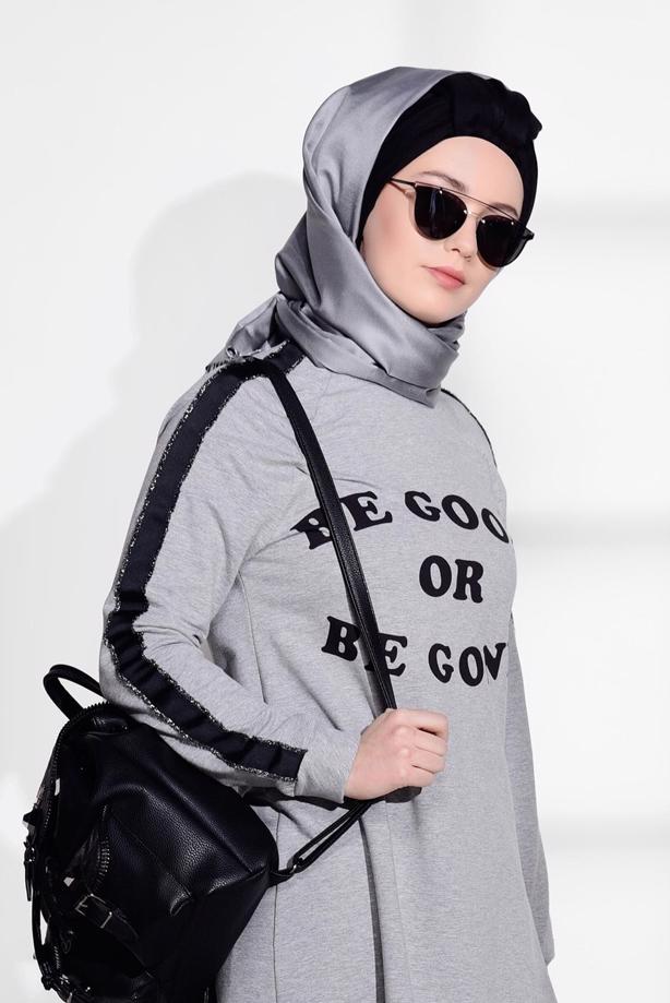 Vêtements hijab  STRIPE DETAILED SPORTS TUNIC 8827  - TRENDTESETTÜR