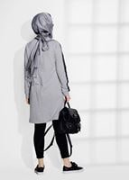 Vêtements hijab GRIS TUNIQUE SPORT DÉTAILLÉE À RAYURES 8827