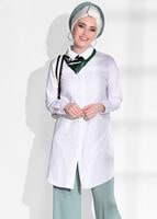 Vêtements hijab BLANC TUNIQUE BOUTONNÉE 8878