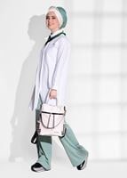 Tesettür giyim BEYAZ ERKEK YAKA DÜĞMELİ TUNİK 8878 