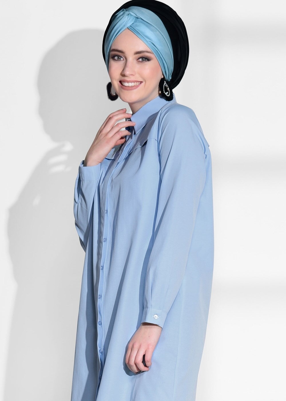 Hijab clothing BLUE BUTTONED TUNIC 8878 