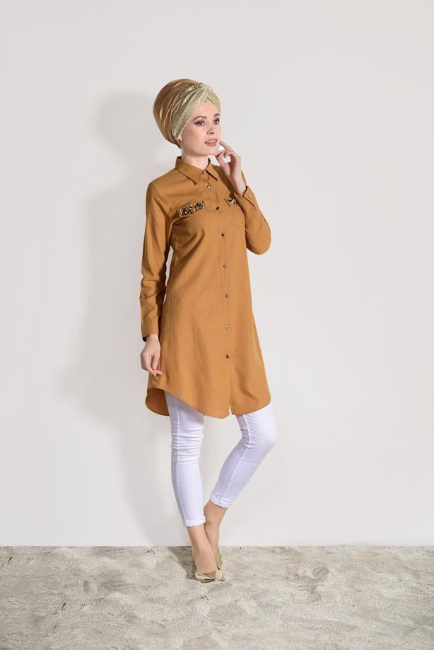 Vêtements hijab  BEAD EMBROIDERED TUNIC 9009  - TRENDTESETTÜR