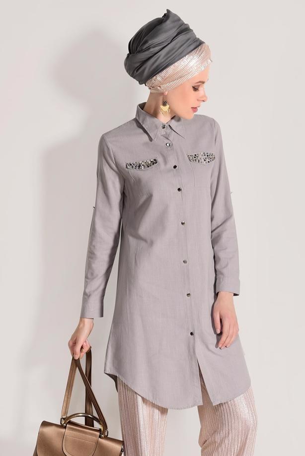 Vêtements hijab  BEAD EMBROIDERED TUNIC 9009  - TRENDTESETTÜR