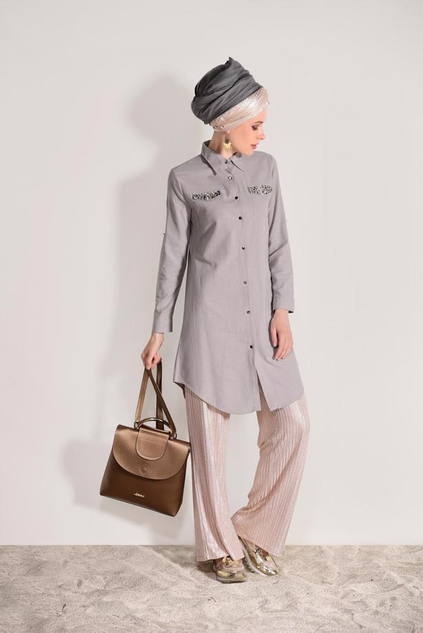 Vêtements hijab  BEAD EMBROIDERED TUNIC 9009  - TRENDTESETTÜR