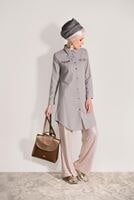 Vêtements hijab GRIS TUNIQUE BRODÉE DE PERLES 9009