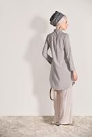 Vêtements hijab GRIS TUNIQUE BRODÉE DE PERLES 9009