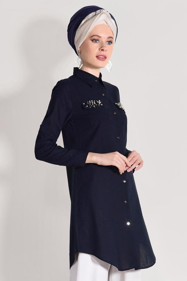 Vêtements hijab  BEAD EMBROIDERED TUNIC 9009  - TRENDTESETTÜR