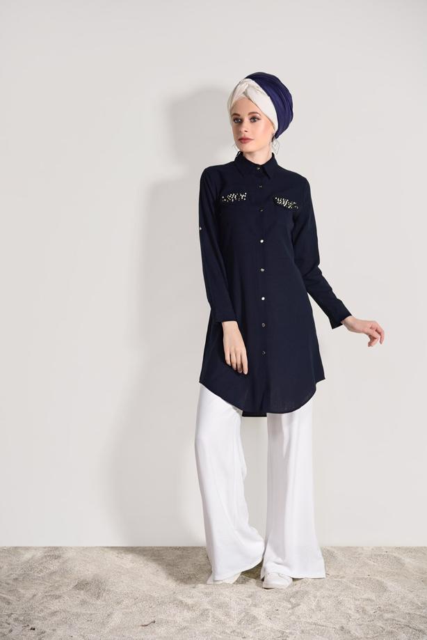 Vêtements hijab  BEAD EMBROIDERED TUNIC 9009  - TRENDTESETTÜR