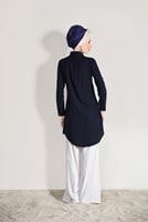 Hijab clothing NAVY BLUE BEAD EMBROIDERED TUNIC 9009 