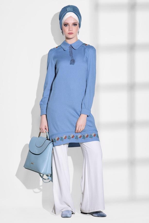 Vêtements hijab  EMBROIDERY DETAILED TUNIC 9037  - TRENDTESETTÜR