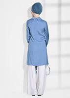 Vêtements hijab BLEU TUNIQUE DÉTAILLÉE DE BRODERIE 9037