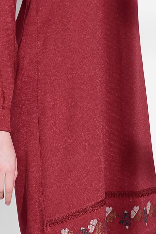 Tesettür giyim  T 9037 Aynaz-Nakış Detaylı Tunik - TRENDTESETTÜR
