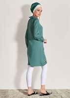 Vêtements hijab VERT TUNIQUE DÉTAILLÉE DE BRODERIE 9037